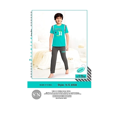 Premium Lounge Wear Boys T-shirt & Pajama Night Suit Design No. 4008