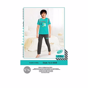 Premium Lounge Wear Boys T-shirt & Pajama Night Suit Design No. 4008