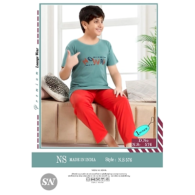 Premium Lounge Wear Boys T-shirt & Pajama Night Suit Design No. 576