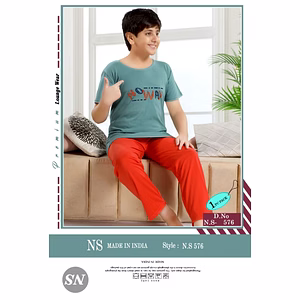 Premium Lounge Wear Boys T-shirt & Pajama Night Suit Design No.  576