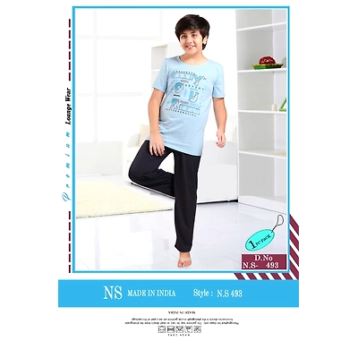 Premium Lounge Wear Boys T-shirt & Pajama Night Suit Design No. 493