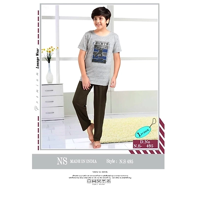 Premium Lounge Wear Boys T-shirt & Pajama Night Suit Design No. 495