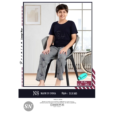Premium Lounge Wear Boys T-shirt & Pajama Night Suit Design No. 565