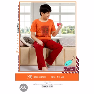Premium Lounge Wear Boys T-shirt & Pajama Night Suit Design No. 580