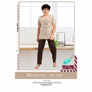 Premium Lounge Wear Boys T-shirt & Pajama Night Suit Design No. 492