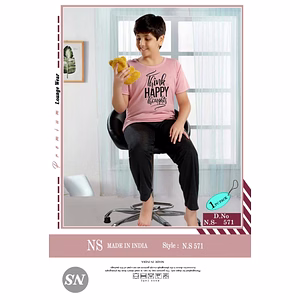 Premium Lounge Wear Boys T-shirt & Pajama Night Suit Design No. 571
