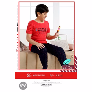 Premium Lounge Wear Boys T-shirt & Pajama Night Suit Design No. 572