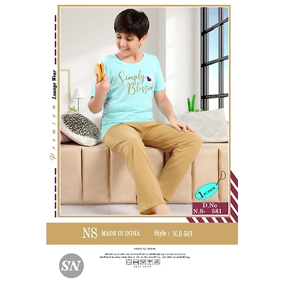 Premium Lounge Wear Boys T-shirt & Pajama Night Suit Design No. 581