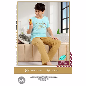 Premium Lounge Wear Boys T-shirt & Pajama Night Suit Design No. 581