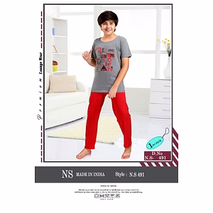Premium Lounge Wear Boys T-shirt & Pajama Night Suit Design No. 491