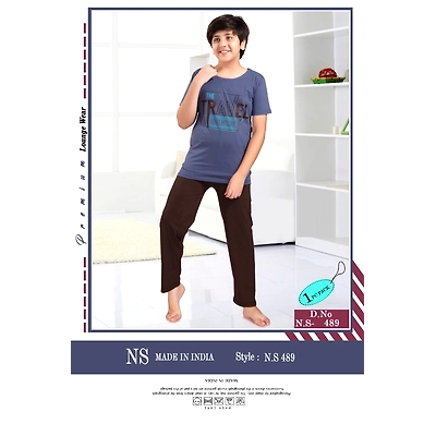 Premium Lounge Wear Boys T-shirt & Pajama Night Suit Design No. 489