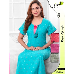 Premium Ladies Cotton Aline Nighty, Gown Design No. 1462