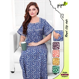 Premium Ladies Jaipuri Print Nighty Design No. 1493