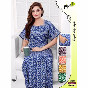 Premium Ladies Jaipuri Print Nighty Design No. 1493