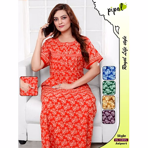 Premium Ladies Jaipuri Print Nighty Design No. 1495