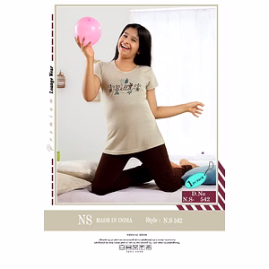 Premium Lounge Wear Kids Girl T-shirt & Pajama Night Suit Design No. 542