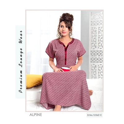 Premium Ladies Alpine Embroidery Nighty Design No