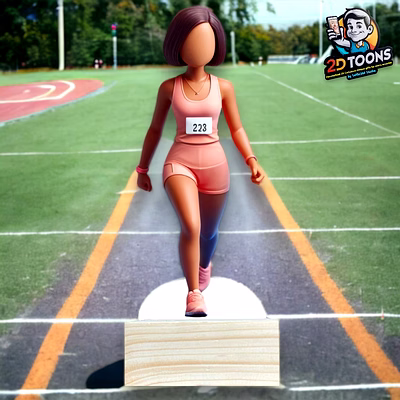selfie 360 lightning fast sprinter 2d toons - personalized caricature gift by selfie360 studio