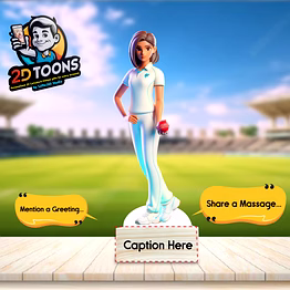 selfie 360 elite cricket bowler 2d toons - personalized caricature gift by selfie360 studio
