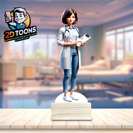 selfie 360 compassionate pediatrician 2d toons, personalized 2d caricature by selfie360 studio