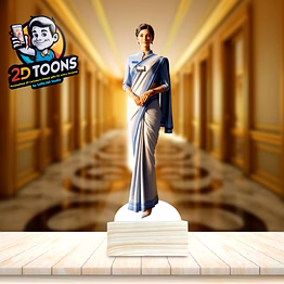 selfie 360 graceful flight hostess 2d toons, personalized 2d caricature gift for loved ones