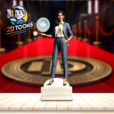 selfie 360 sharp financial analyst 2d toons, personalized caricature gift by selfie360 studio