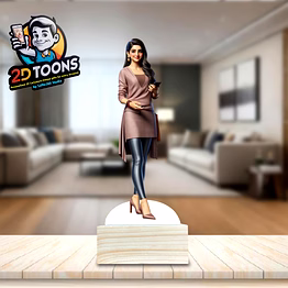 selfie 360 chic fashion analyst 2d toons - personalized caricature gift by selfie360 studio