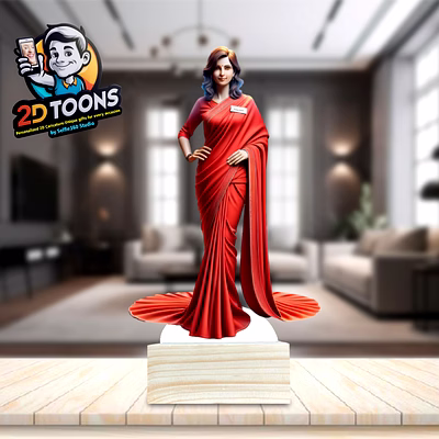 selfie 360 elegant hospitality host 2d toons - personalized caricature gift by selfie360 studio