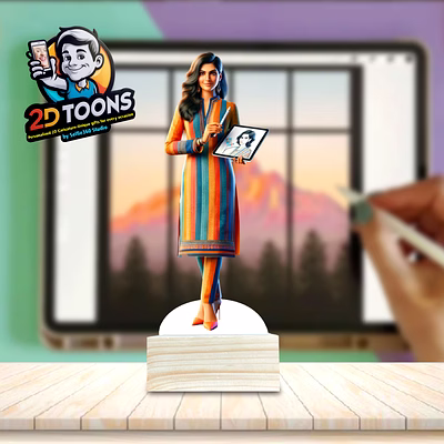 selfie 360 artful educator 2d toons, personalized 2d caricature gift by selfie360 studio