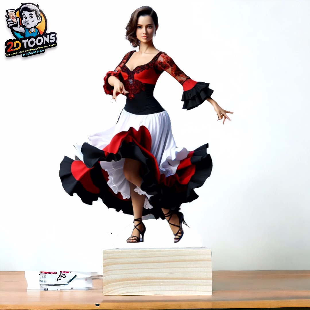 Passionate Flamenco 2D Toons - Personalized Caricature Gift by Selfie360 Studio image 1