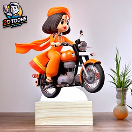 selfie 360 gudi padwa riding enthusiast 2d toons, personalized 2d caricature gift by selfie360 studio