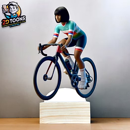 selfie 360 relaxed cyclist 2d toons, personalized caricature gift by selfie360 studio