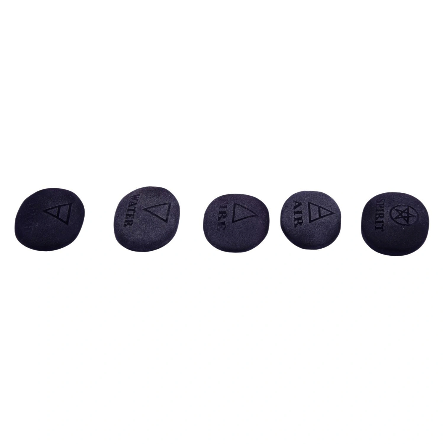 Black Agate Five Elements Symbols Engraved Crystals Stones Set for Healing and Metaphysical Meditation(PRI_02)-2