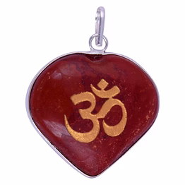 red jasper heart border pendant with om sign for reiki healing and crystal healing,traditional astrological pendant for women and mens | lucky charm positive vibes energy(ki_46)