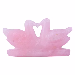 precious stone rose quartz crystal pair of kissing swans for lovebirds for couple relationship, feng shui and vastu(ki_079)
