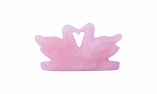 Precious Stone Rose Quartz Crystal Pair of Kissing Swans for Lovebirds for Couple Relationship, Feng Shui and Vastu(KI_079)