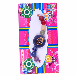 krishna impex semi precious stone seven chakra rakhi with chakra symbol bracelet for men and women