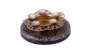 Tealight Holders with Natural Crystal Stone, Decorative,Votive Candle Holder, Tealight Candle Holder for Romantic Candle, Night, Dinner,Wedding,Bathroom, Diwali, Chirstmas(KI_096)