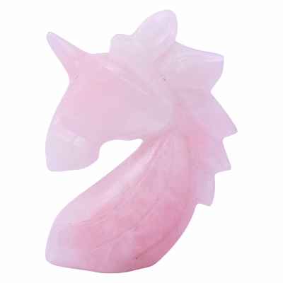 rose quartz crystal unicorn, symbol of masic, mystery, romance and positivity(ki_098)
