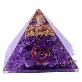 amethyst orgone pyramid with copper, amethyst stone with crystal point pencil for orgone healing and positive energy, décor(ki_102)