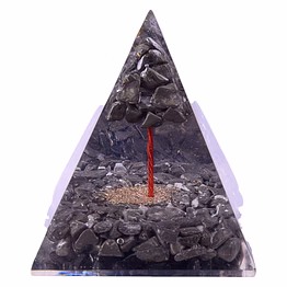 pyrite orgone pyramid with natural pyrite tree inside to attract wealth prosperity and abundance, home, office, décor(ki_105)