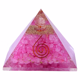 rose quartz orgone pyramid with copper,rose quartz stone with crystal point pencil for love & relationship happyness, décor(ki_106)