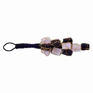 Black Tourmaline and Selenite Vastu Enterance Door Hanger for Protection from Negative Energy & Evil Eye(KI_108)