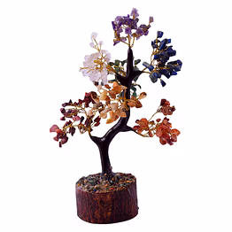 seven chakra natural stone tree for wealth, health, prosperity, mental peace, vastu, positive energy and reiki healing with 300 beads, décor(ki_110)