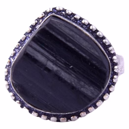 black tourmaline ring for men and women(ki_163)