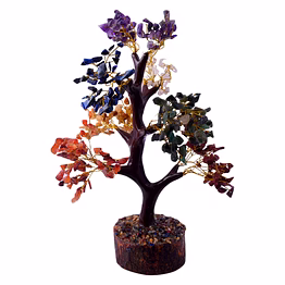 seven chakra natural stone tree for wealth, health, prosperity, mental peace, vastu, positive energy and reiki healing with 500 beads, décor(ki_166)