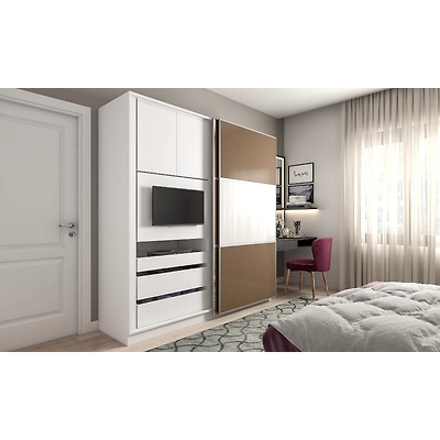 A Wardrobe Designed With An In-built TV Unit-DC129