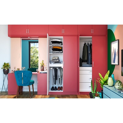 An Earthy Pink, Matte-Finished Wardrobe With Attached Dressing Unit-1