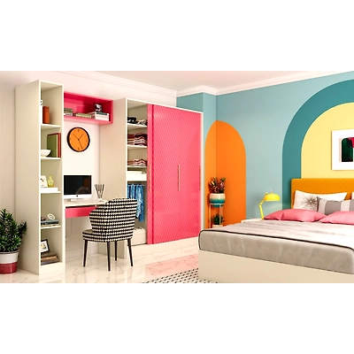 A Stunning Wardrobe Design That Comes With An Attached Workstation-DC138