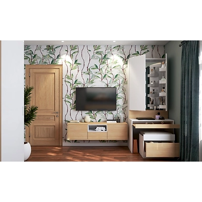 TV Unit With A Hidden Dresser To Save Space In Small Bedroom-DC188